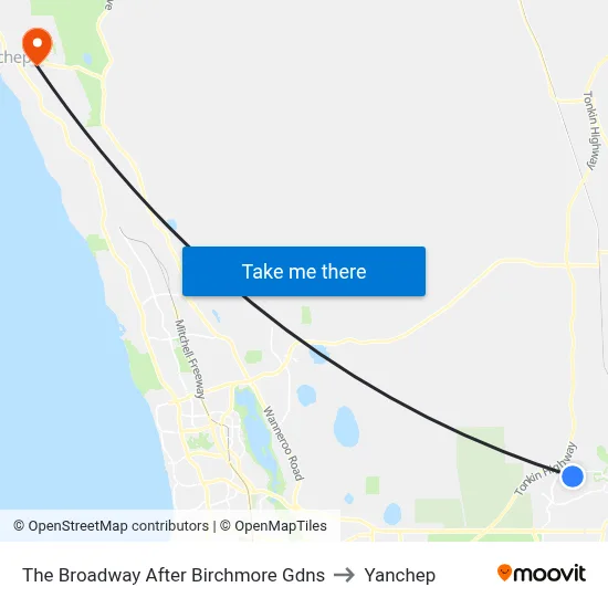 The Broadway   After Birchmore Gdns to Yanchep map