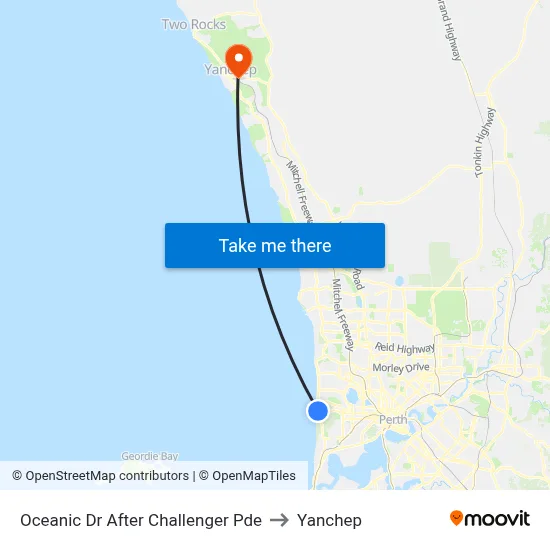 Oceanic Dr After Challenger Pde to Yanchep map