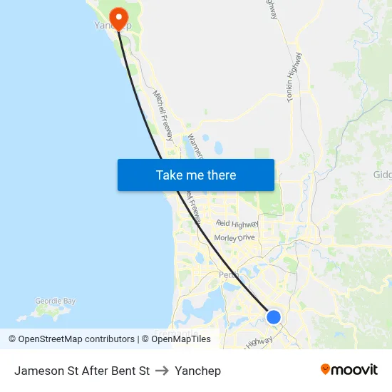 Jameson St After Bent St to Yanchep map