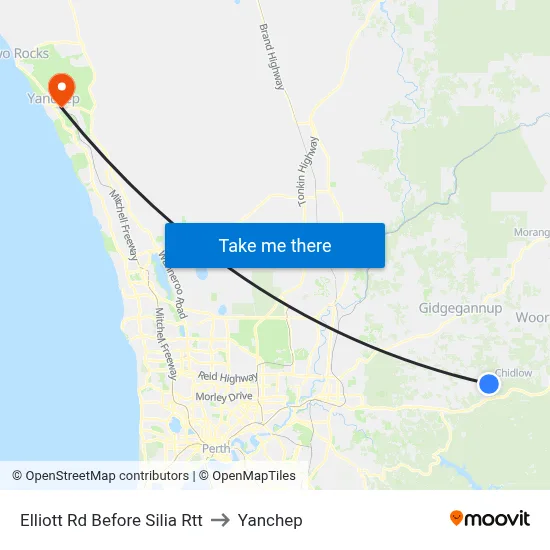 Elliott Rd Before Silia Rtt to Yanchep map