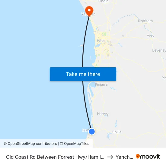 Old Coast Rd Between Forrest Hwy/Hamilton Rd to Yanchep map