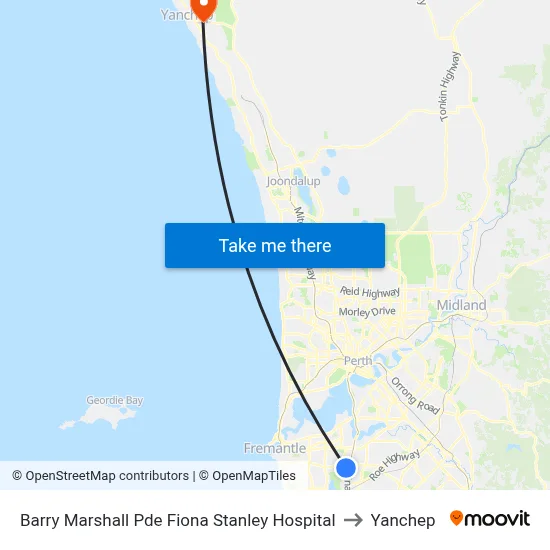 Barry Marshall Pde Fiona Stanley Hospital to Yanchep map