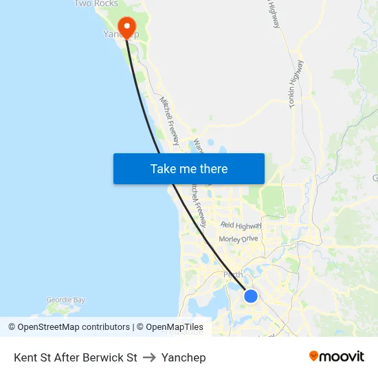 Kent St After Berwick St to Yanchep map