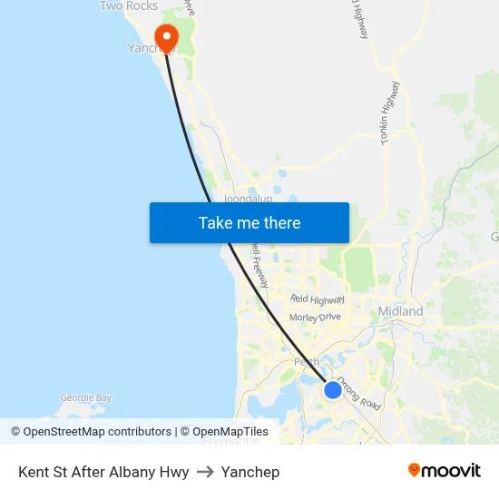 Kent St After Albany Hwy to Yanchep map