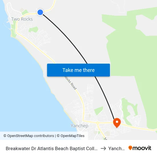 Breakwater Dr Atlantis Beach Baptist College to Yanchep map