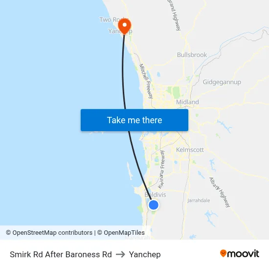 Smirk Rd After Baroness Rd to Yanchep map