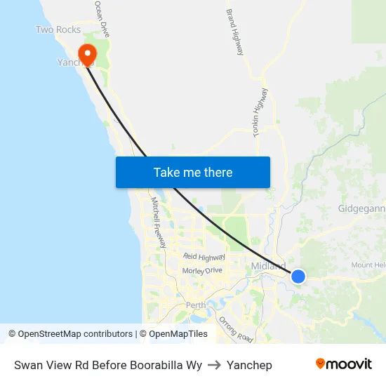 Swan View Rd Before Boorabilla Wy to Yanchep map