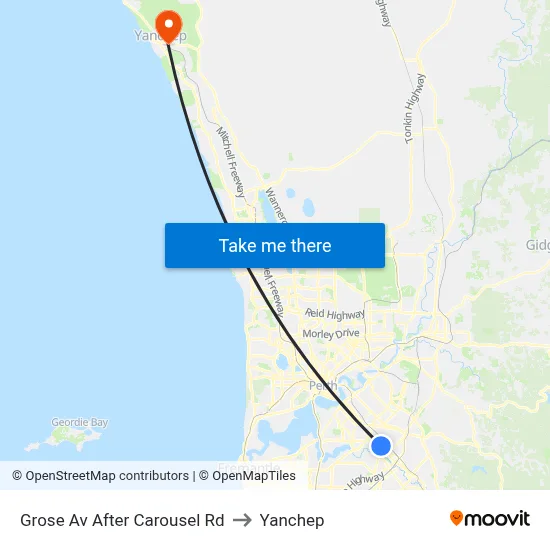 Grose Av After Carousel Rd to Yanchep map