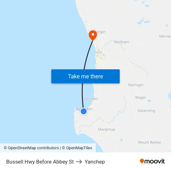 Bussell Hwy Before Abbey St to Yanchep map