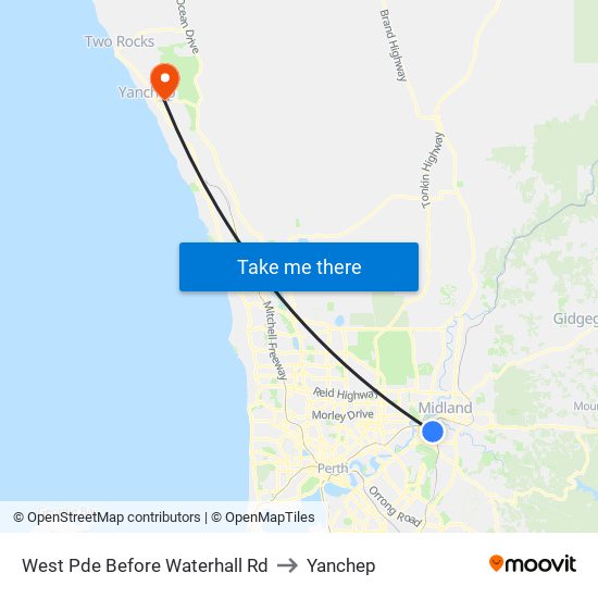 West Pde Before Waterhall Rd to Yanchep map