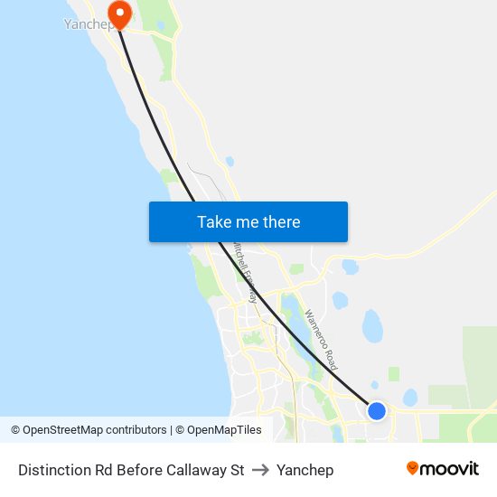 Distinction Rd Before Callaway St to Yanchep map