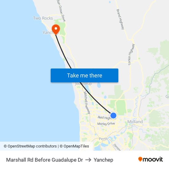 Marshall Rd Before Guadalupe Dr to Yanchep map