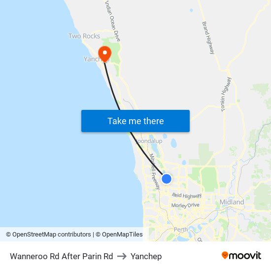 Wanneroo Rd After Parin Rd to Yanchep map