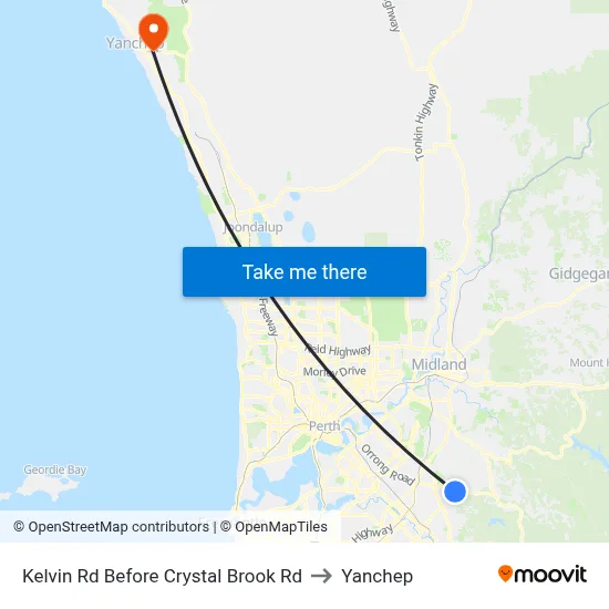 Kelvin Rd Before Crystal Brook Rd to Yanchep map