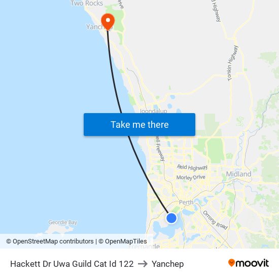 Hackett Dr Uwa Guild Cat Id 122 to Yanchep map