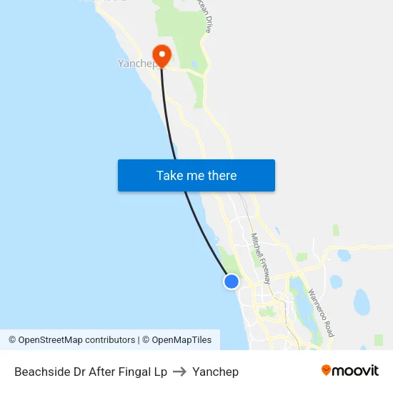Beachside Dr After Fingal Lp to Yanchep map