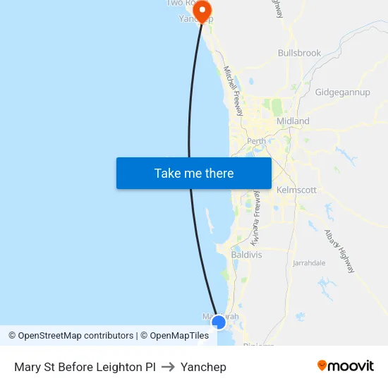 Mary St Before Leighton Pl to Yanchep map