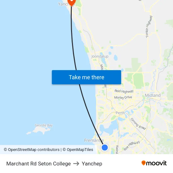 Marchant Rd Seton College to Yanchep map