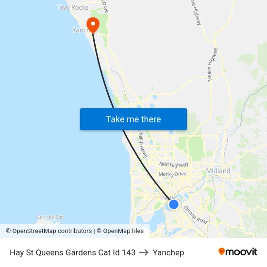 Hay St Queens Gardens Cat Id 143 to Yanchep map