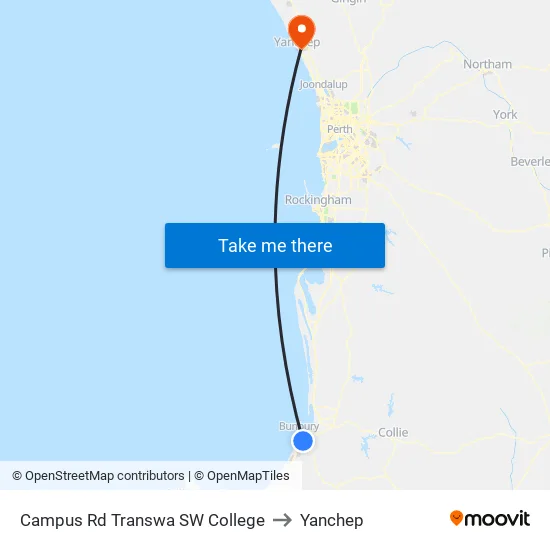 Campus Rd Transwa SW College to Yanchep map