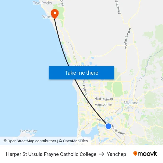 Harper St Ursula Frayne Catholic College to Yanchep map