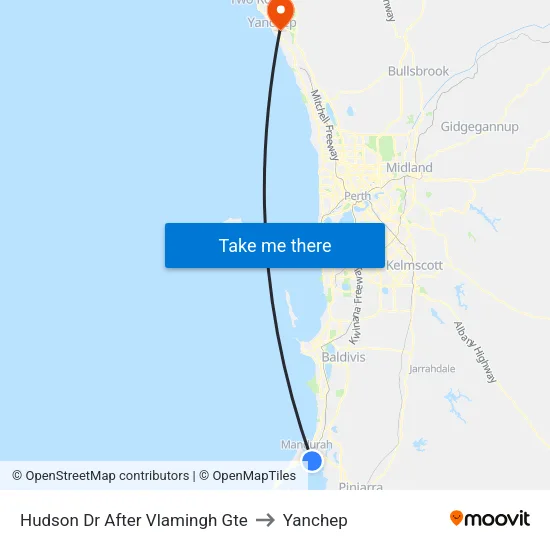 Hudson Dr After Vlamingh Gte to Yanchep map