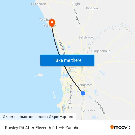 Rowley Rd After Eleventh Rd to Yanchep map