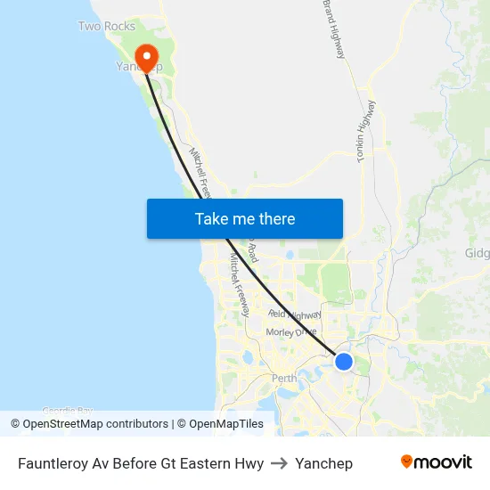 Fauntleroy Av Before Gt Eastern Hwy to Yanchep map