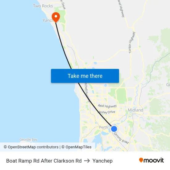 Boat Ramp Rd After Clarkson Rd to Yanchep map