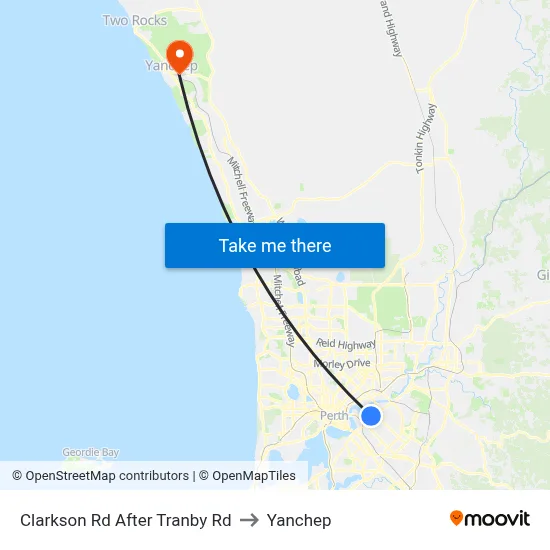 Clarkson Rd After Tranby Rd to Yanchep map