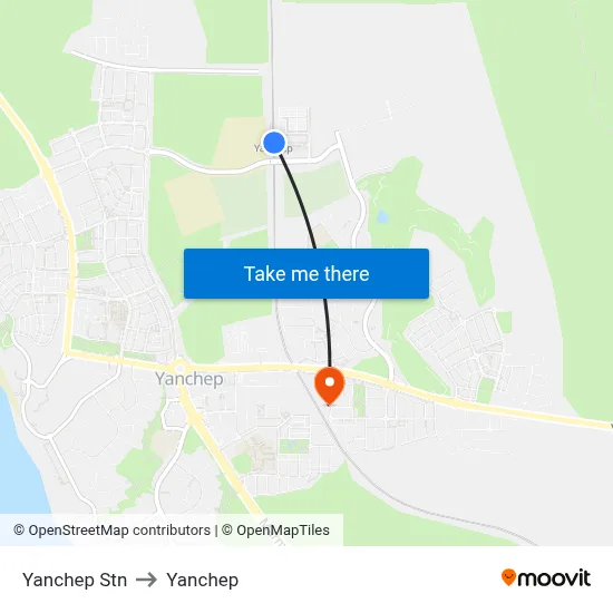 Yanchep Stn to Yanchep map