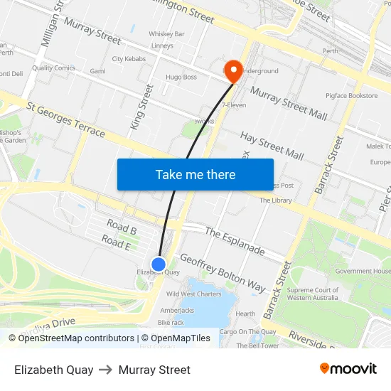 Esplanade to Murray Street map