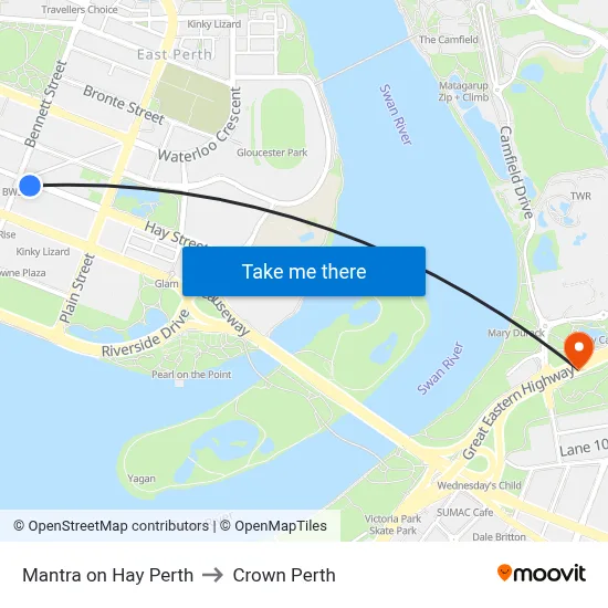Mantra on Hay Perth to Crown Perth map