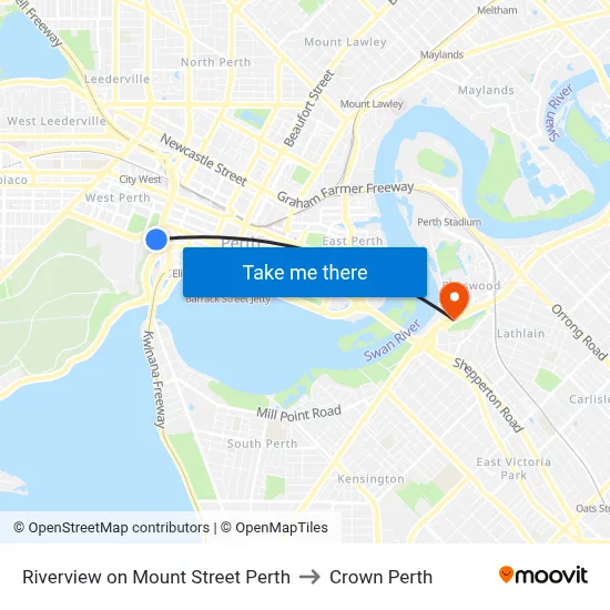 Riverview on Mount Street Perth to Crown Perth map