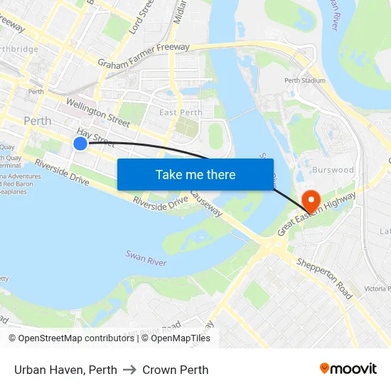 Urban Haven, Perth to Crown Perth map