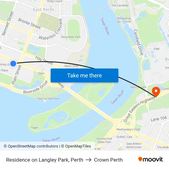 Residence on Langley Park, Perth to Crown Perth map
