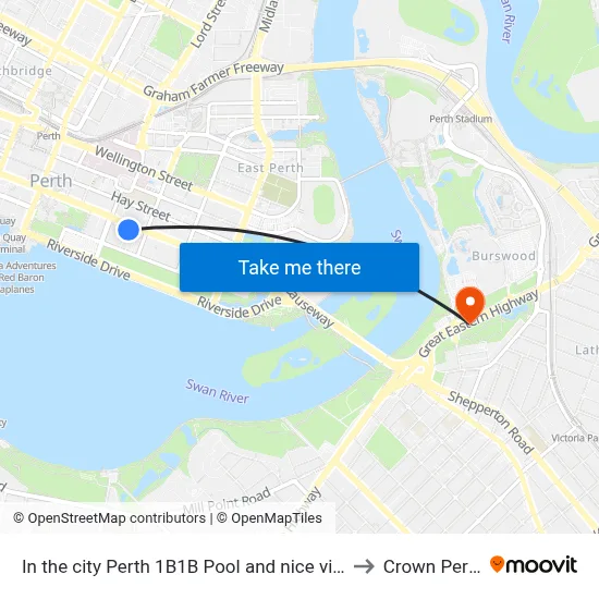 In the city Perth 1B1B Pool and nice view to Crown Perth map