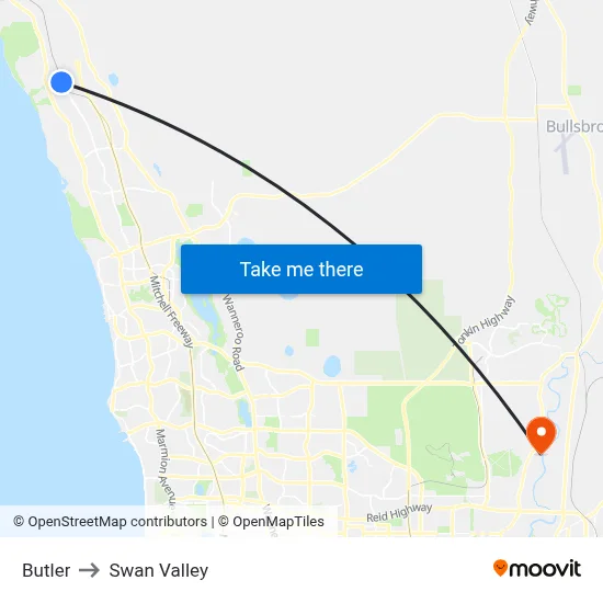 Butler to Swan Valley map