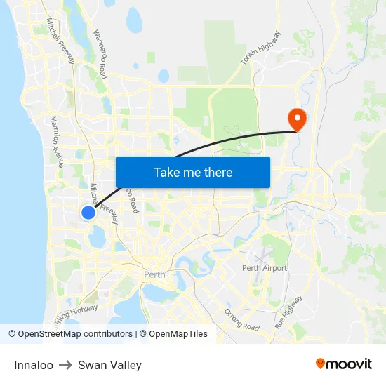 Innaloo to Swan Valley map