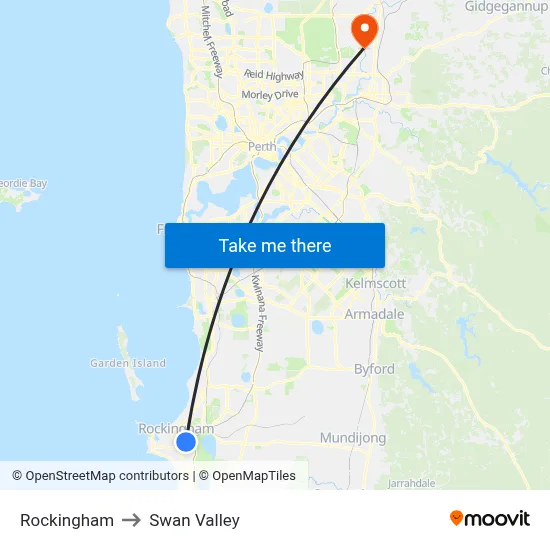 Rockingham to Swan Valley map