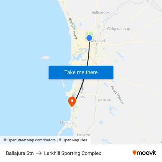 Ballajura Stn to Larkhill Sporting Complex map