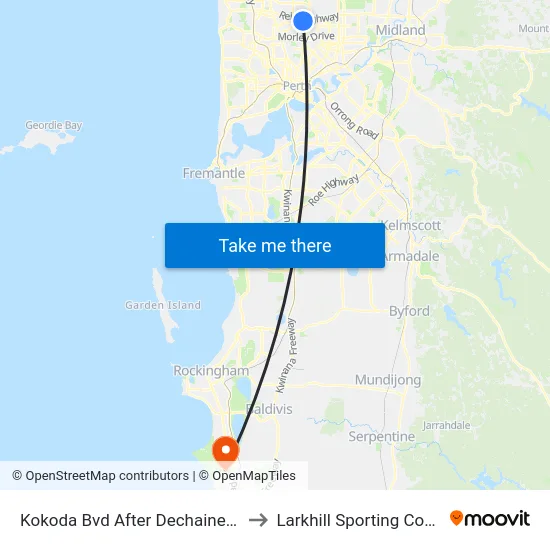 Kokoda Bvd After Dechaineux Pwy to Larkhill Sporting Complex map