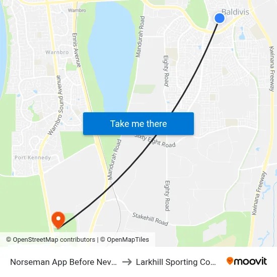 Norseman App Before Nevin Wy to Larkhill Sporting Complex map