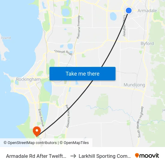 Armadale Rd After Twelfth Rd to Larkhill Sporting Complex map