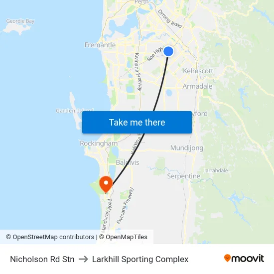 Nicholson Rd Stn to Larkhill Sporting Complex map
