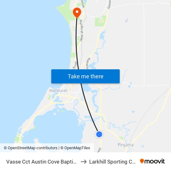 Vasse Cct Austin Cove Baptist College to Larkhill Sporting Complex map