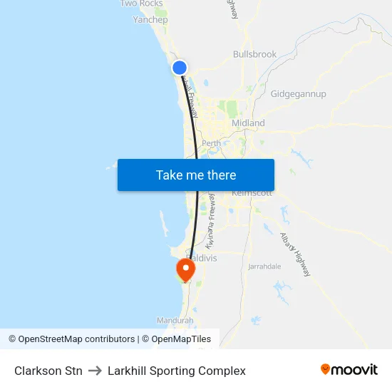 Clarkson Stn to Larkhill Sporting Complex map