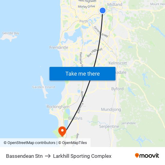 Bassendean Stn to Larkhill Sporting Complex map