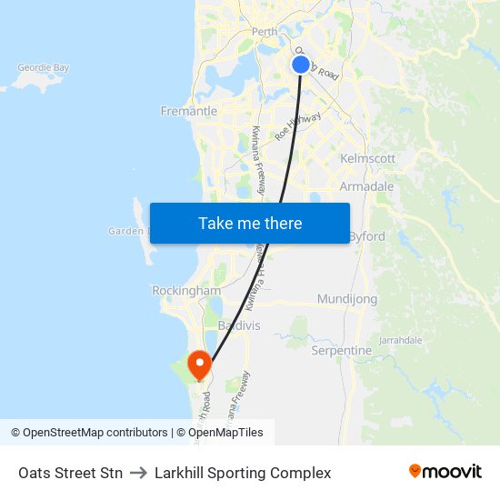 Oats Street Stn to Larkhill Sporting Complex map