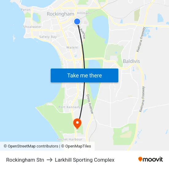Rockingham Stn to Larkhill Sporting Complex map